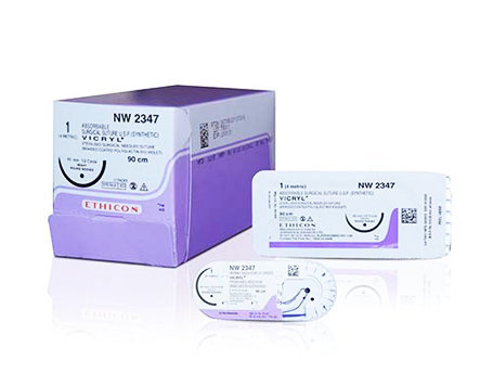 Ethicon Vicryl Sutures USP 0, 1/2 Circle Round Body - NW 2346