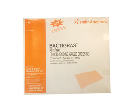 Smith & Nephew Bactigras Antiseptic Dressing - 10 X 10 cm